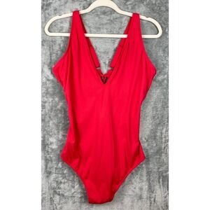 TA3 Swimsuit Size 2X Red Corset Back Slimming Sculpting Swim Beachy Resort Cruis
